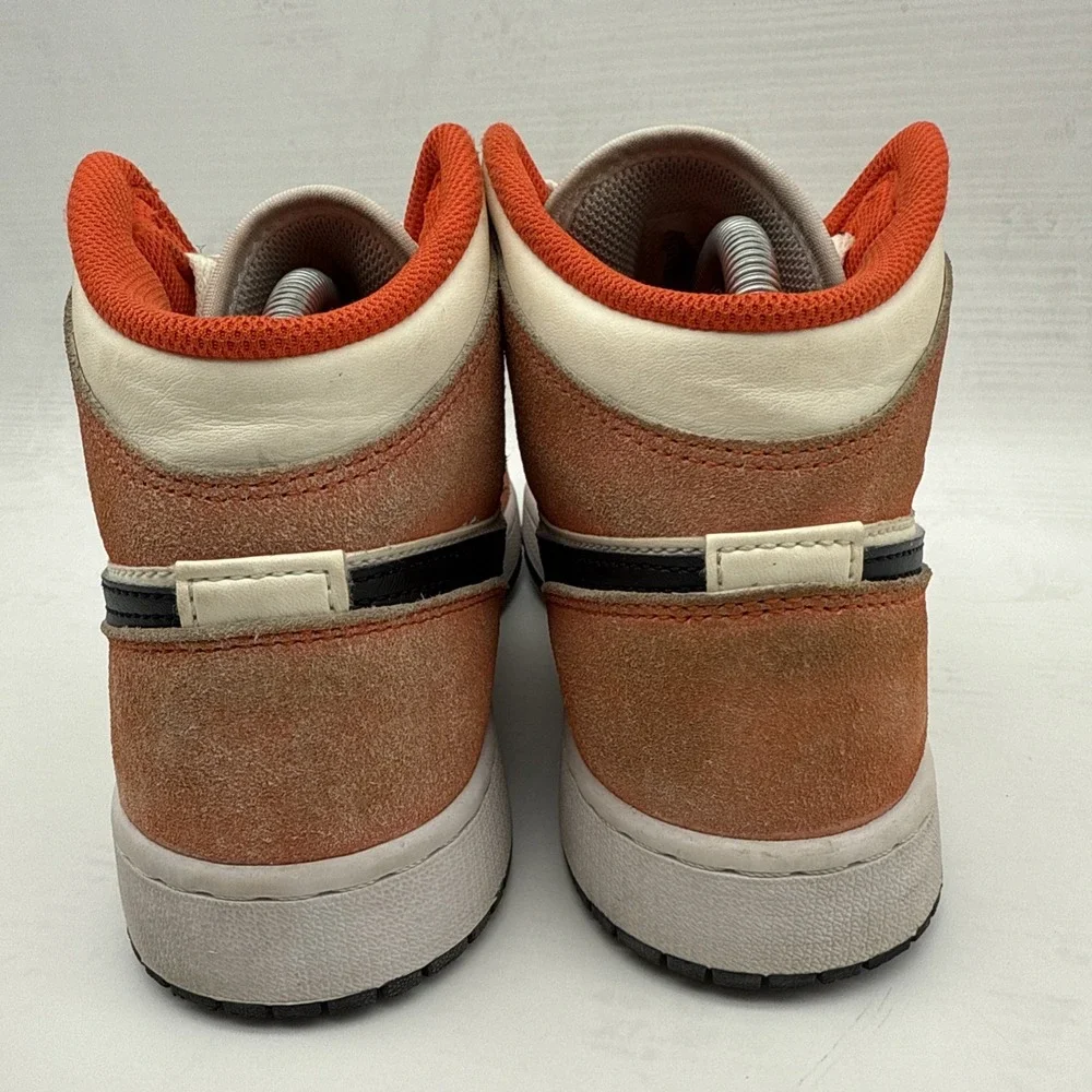 Nike Air Jordan 1 Mid Team Orange Black Sail White DV1336-800 Size 7 Y